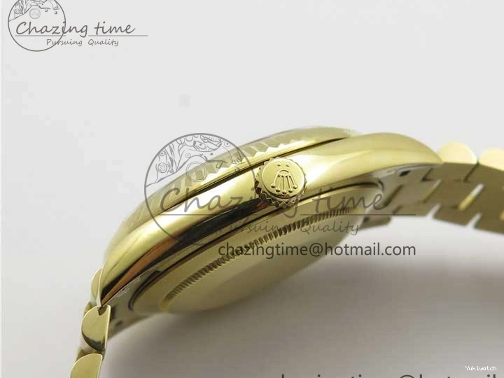 Black 40mm YG 228239 904 Version YG Bracelet Dial Markers BP A2836 Stick New Day-Date Dial on President 0420